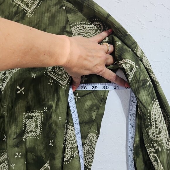 Vtg Susan Graver Shirt Womens 3X Green Paisley Button Up Long Sleeve Blouse - Picture 7 of 7